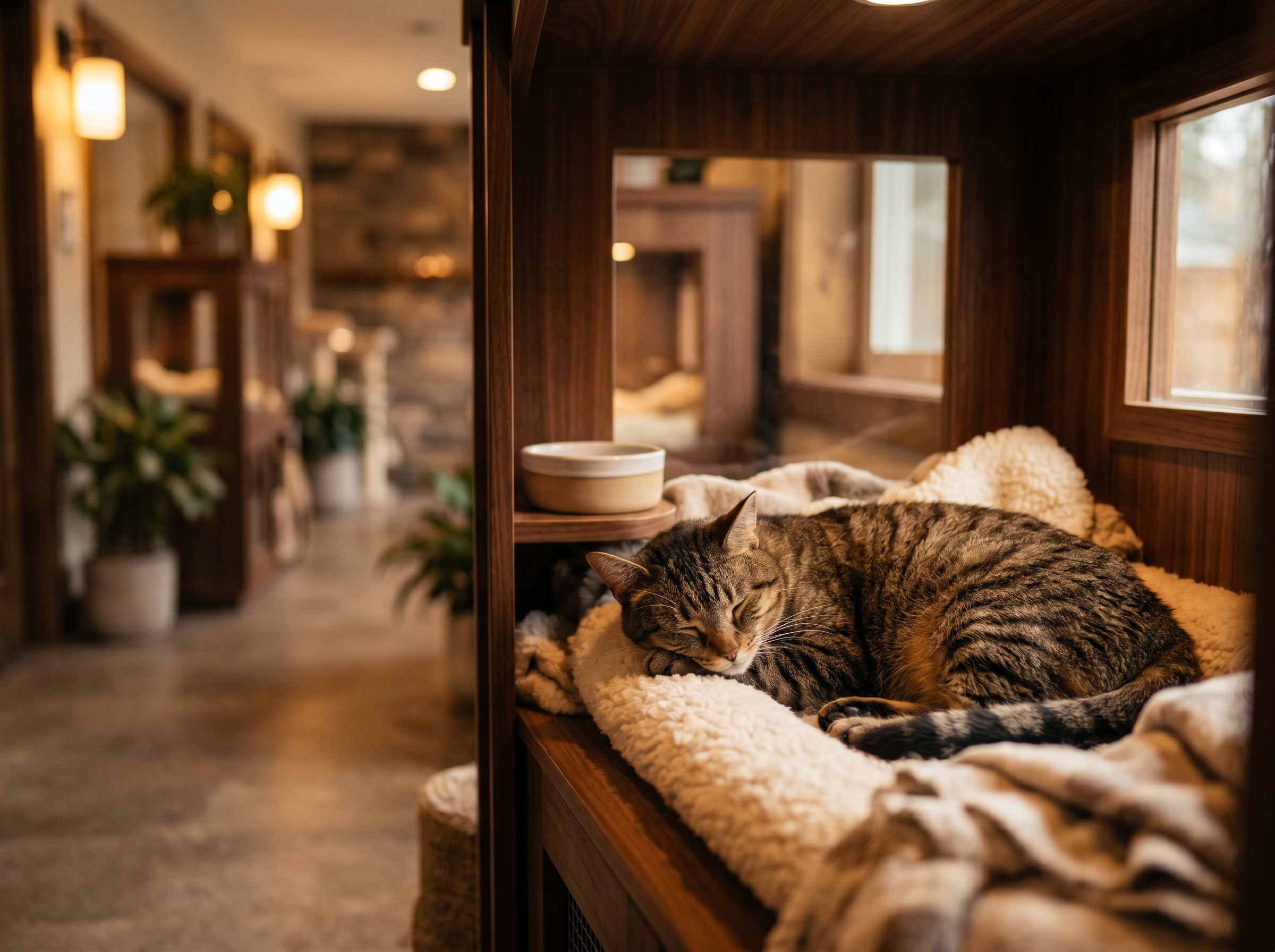 What's included in cat boarding at DDI